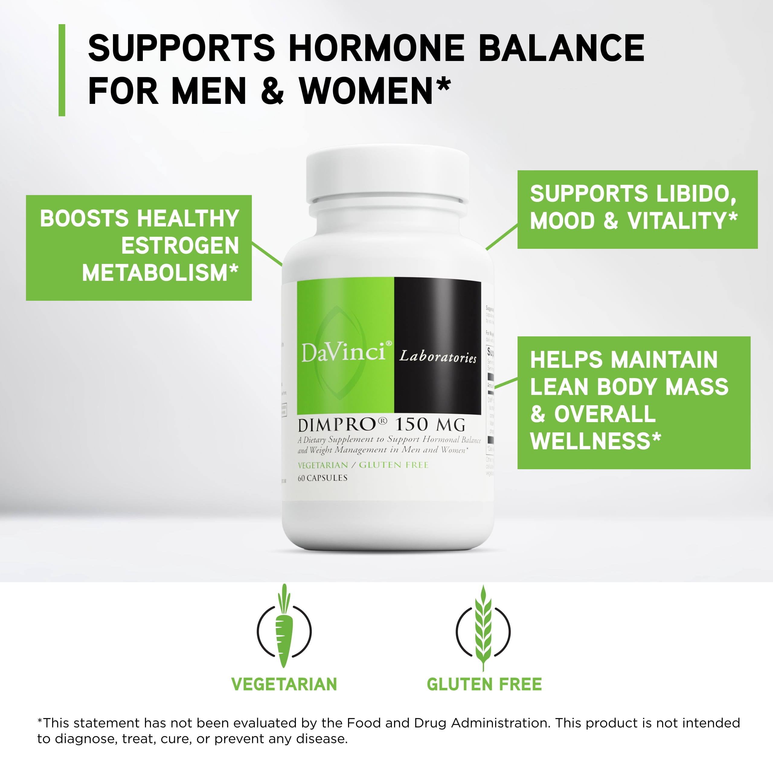 DaVinci Labs DIMPro 150 mg - Support Hormonal Balance & Weight Management* - 60 Capsules