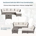 thumbnail image 5 of SEGMART 6 Piece Patio Furniture Set, All-Weather Outdoor Sectional Sofa Set, PE Rattan Conversation Set with Ottoman, Storage Table & Cushions, Wicker Furniture Couch Set for Patio Deck Garden, 5 of 10