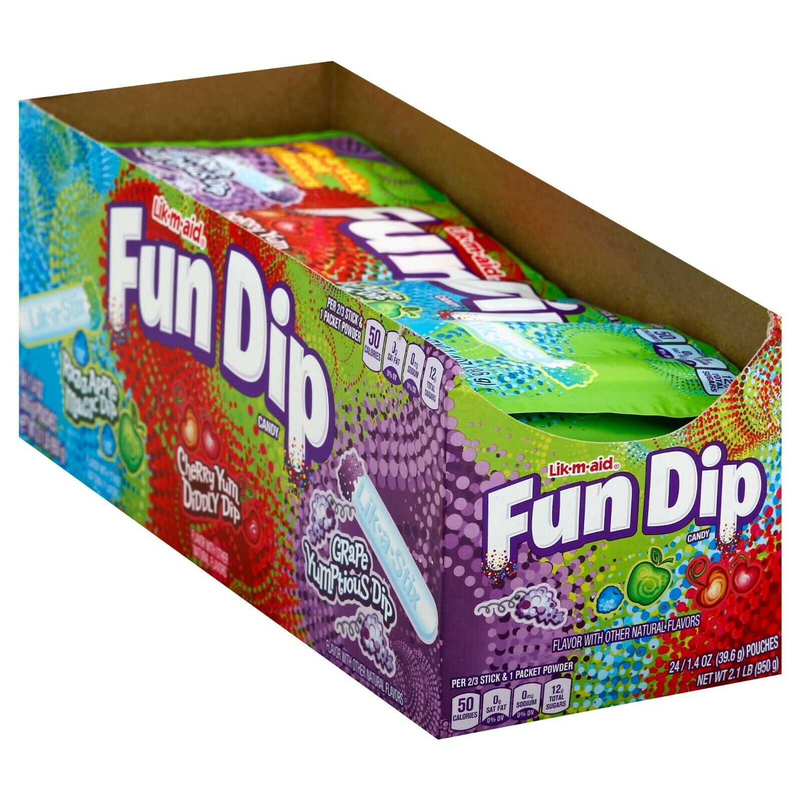 Fun Dip Grape, Apple, & Cherry Sour Candy Variety Pack,1.4oz. (Box of 24)Fun Dip Classic Lik M Aid Sticks