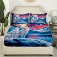 thumbnail image 3 of Howling Wolf Fitted Sheet Set Queen Size 4 Pcs,Snow Wolves Family Bed Sheet Set for Bedroom Decor,Wild Animals Snow Mountain Bedding Set with 1 Flat Sheet 2 Pillowcases, 3 of 6