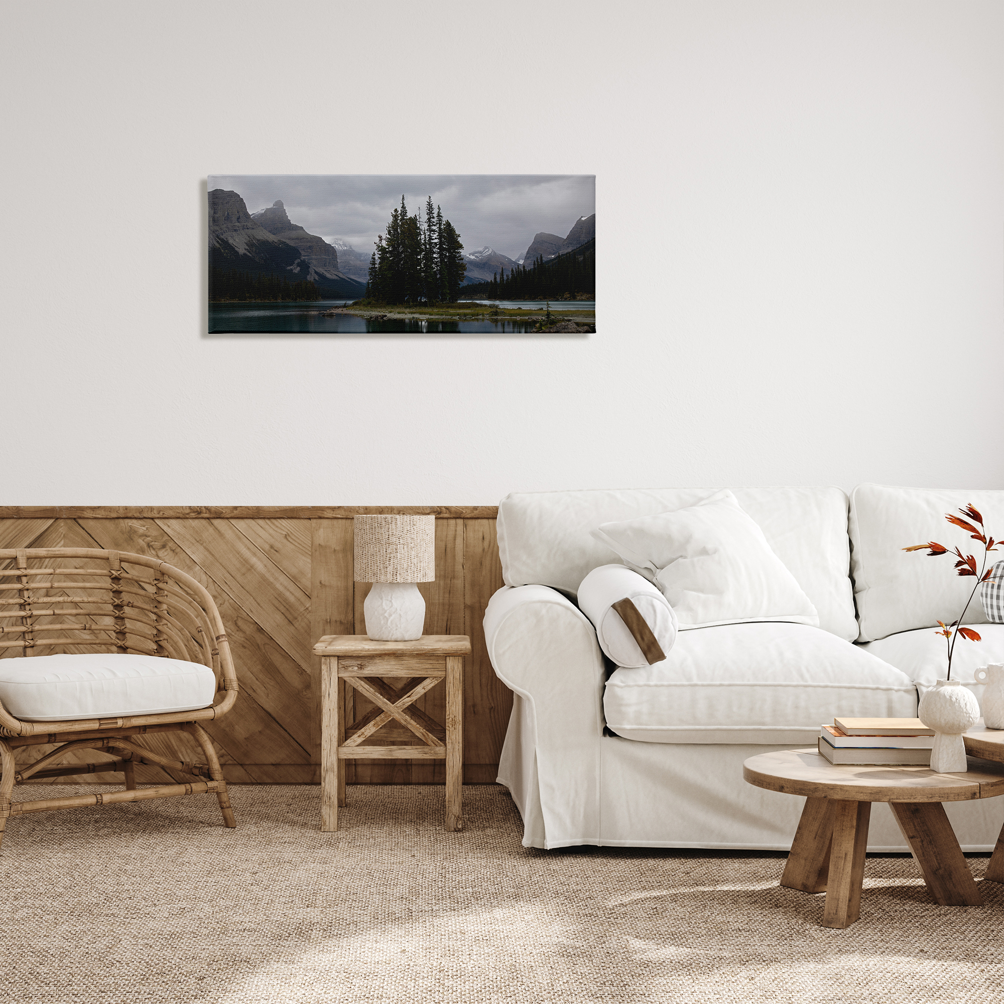 Stupell Industries Fir Tree Forest Lake Landscape Moody Weather Photography, 40 x 17, Design by Daniel Sproul