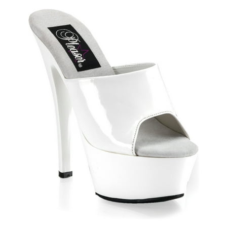 - 6 Inch Sexy High Heeled Shoe Stiletto Platform Slide White Shoe
