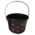 thumbnail image 1 of Cubo de calabaza de Halloween en liquidación, color negro. Cubo de calabaza de Halloween de plástico, cesta de Jack-O-Candy, cubo de Halloween para trucos o trucos. Cubo de calabaza de plástico con, 1 of 7
