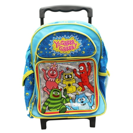 yo gabba gabba full cast light blue preschool rolling backpack