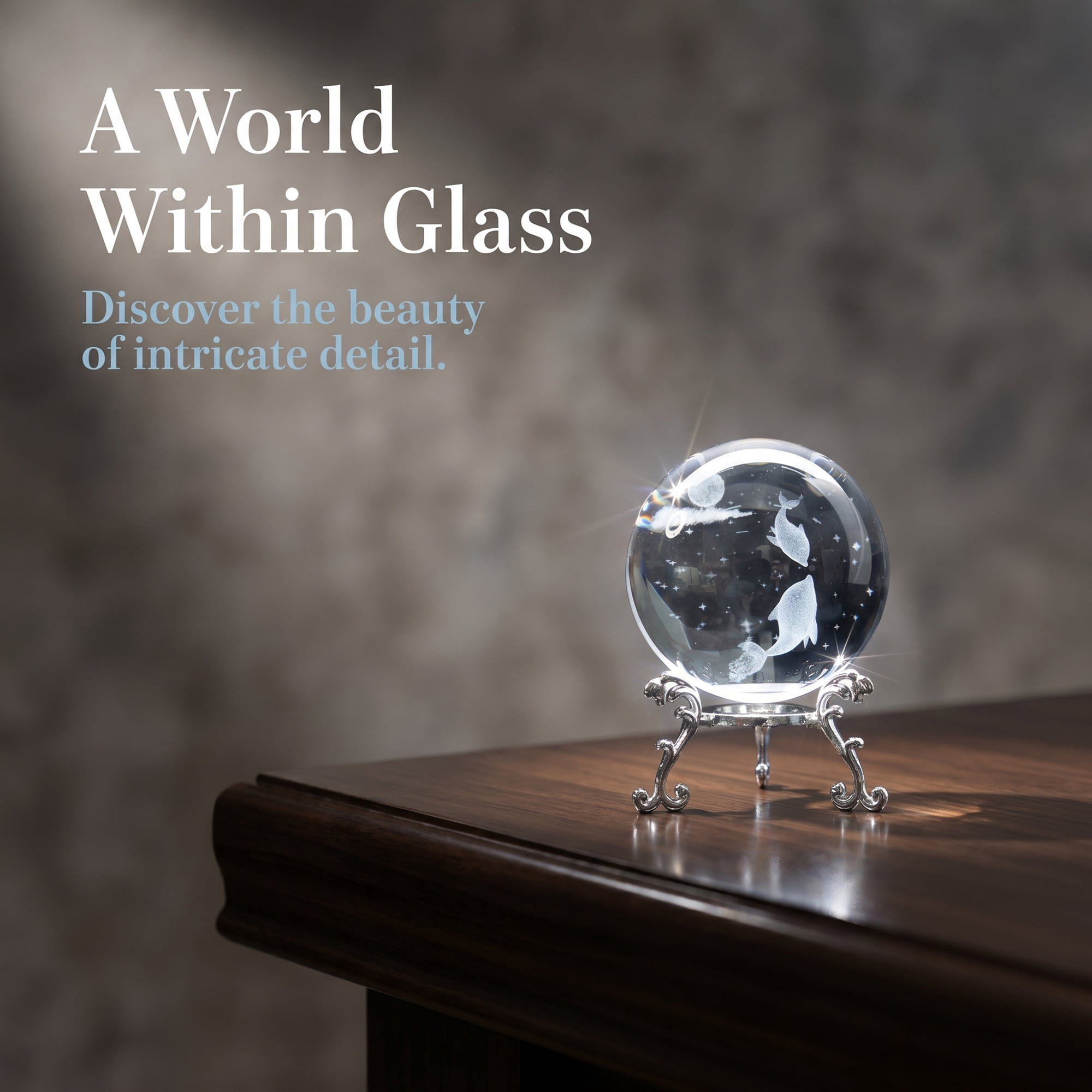 Unique Bargains Crystal Ball Figurine 3D Glass Paperweight with Base Clear Style M