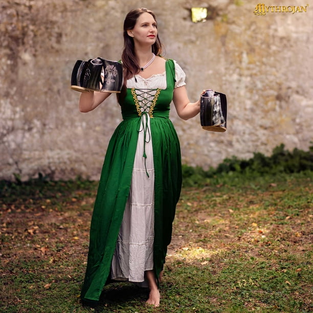 green and white medieval dress Piccola Donna Girls Medieval Dress