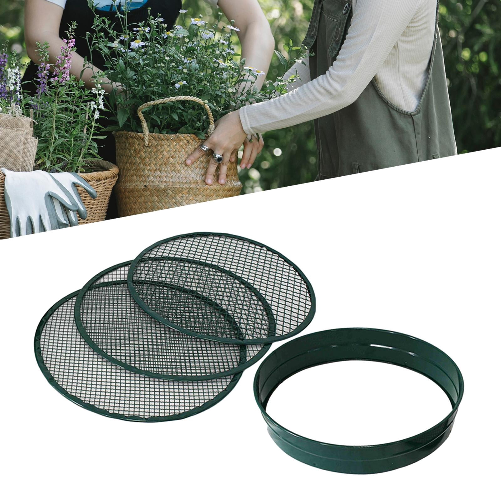 Metal Garden Riddle Sieve with 3 Interchangable Mesh Differing Hole Sizes Gardening Sifter for Gardening Enthusiast Versatile