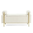 thumbnail image 3 of Beige Upholstered Storage Bench with Gold Metal Legs / Ideal for Any Decor Room, 3 of 5