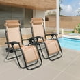 thumbnail image 2 of FlexWave Outdoor Reclining Lounge Chair Set, Zero Gravity Chairs,1 Piece/Set or 2 Piece/Set,with Headrest & Cup Holder, Foldable,for Lawn, Poolside, Beach, Camping, 2 of 8