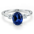 thumbnail image 3 of Gem Stone King 14K White Gold Blue Created Sapphire and Moissanite Engagement Ring for Women | 2.50 Cttw | Oval 9X7MM | Gemstone September Birthstone | Size 9, 3 of 6