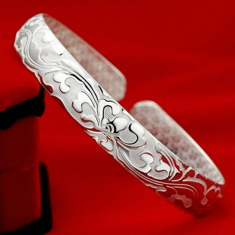 925 Sterling Silver Cuff Bangle Bracelets Adjustable Jewelry