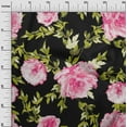thumbnail image 2 of oneOone Cotton Poplin Fabric Watercolor Leaves & Peony Floral_Printed Fabric 1 Yard 56 Inch Wide, 2 of 4