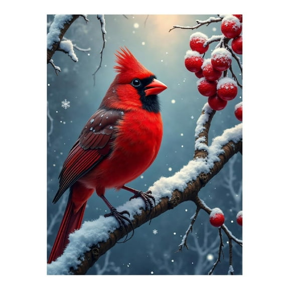 Diamond Art Kits for Adults - Classic Cardinal Bird Red Print No.77 5D Frameless Dimond Painting Kit for Adults Beginner, Round Diamond Kits for Home Wall Decor, Gift for Women