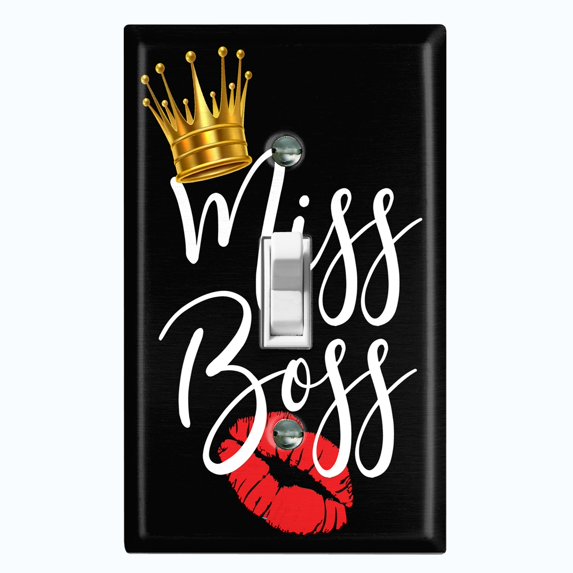 Metal Light Switch Plate Cover Queen Crown Kiss Miss Boss SGN003
