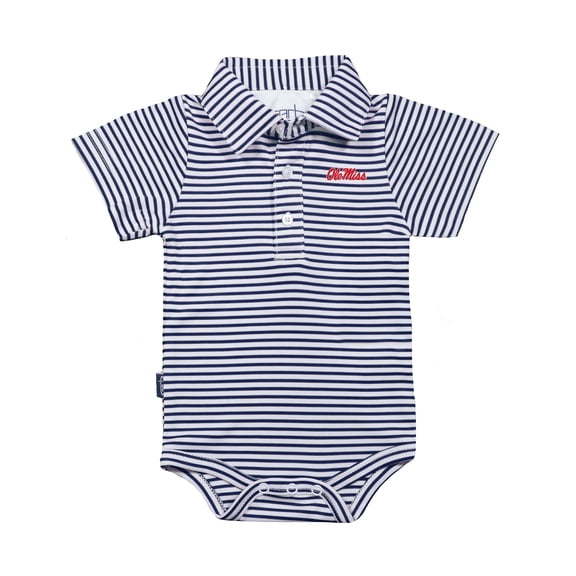 Infant Garb Navy/White Ole Miss Rebels Carson Polo Bodysuit