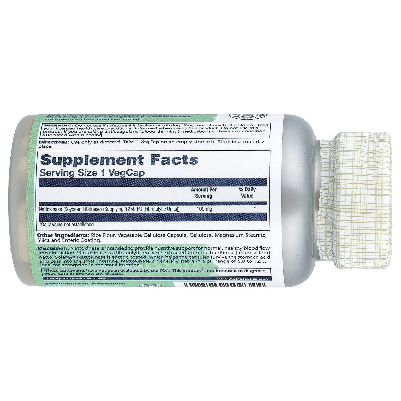 Nattokinase 100 mg By Solaray - 30 Vegetable Caps