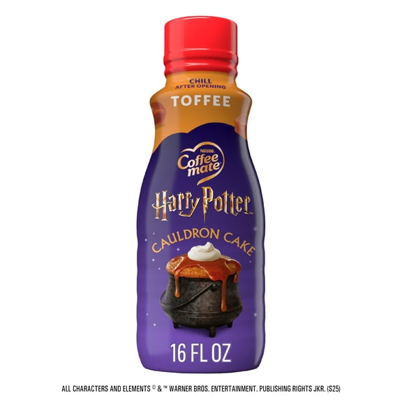 Coffee mate Harry Potter Cauldron Cake Toffee Flavored Shelf Stable Creamer, Non Dairy Liquid Coffee Creamer 16 fl oz