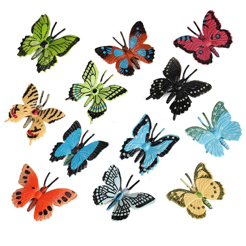 12X Colorful Plastic Butterfly Action Figure Insects Model Kids Educational Toys