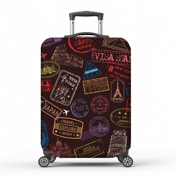 Printed Polyester Luggage Cover Elastic Travel Suitcase Protector Mixed Shapes 480~530x320~350x200~230mm