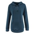 thumbnail image 5 of Itsame Women's Button Hoodie Pullover Crew Neck Sweatshirts Lightweight Solid Color Long Sleeve Sportswear Navy Size 3XL, 5 of 6