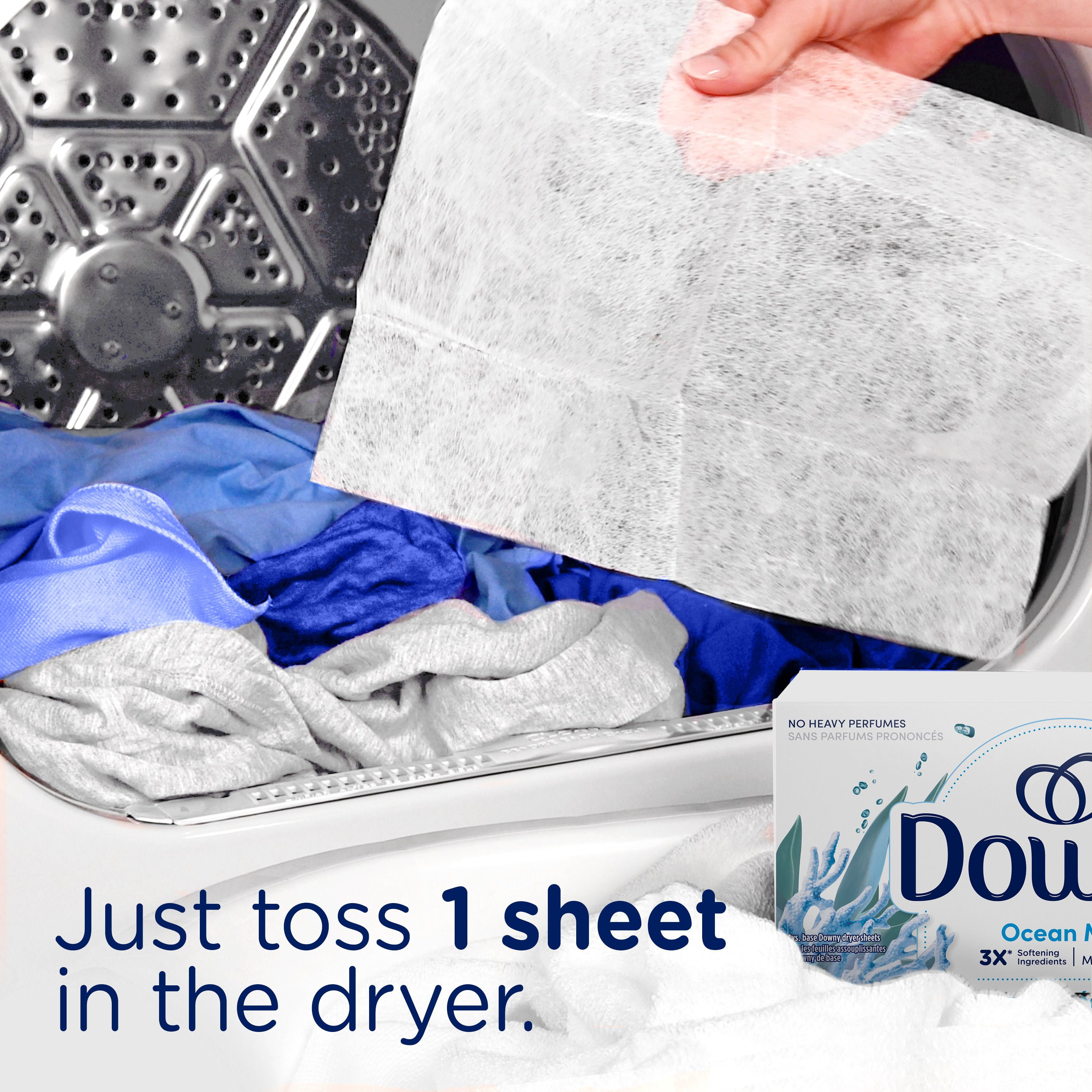 Downy Light Mega Dryer Sheets, Laundry Fabric Softener, Ocean Mist 120CT