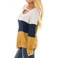 thumbnail image 2 of Women's Long Sleeve Tunics Color Block Cutout Sweatshirt Loose Fit Tops, 2 of 6