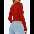 thumbnail image 4 of Blusa Informal de Larga con Cuello y Hombros Descubiertos para Mujer, Ajustada, para Salir, Estilo Y2K Rojo L, 4 of 7