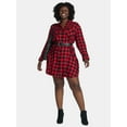 thumbnail image 2 of Terra & Sky Women's Plus Cotton Plaid Oversized Shirtdress, Sizes 0X-5X, 2 of 5