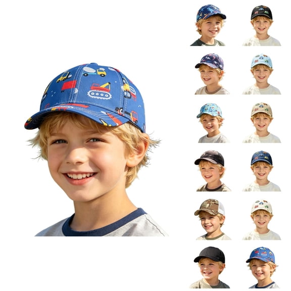 Kids Baseball Cap With Excavator Truck Print Casual Daily Wear Hat For Toddlers Boys