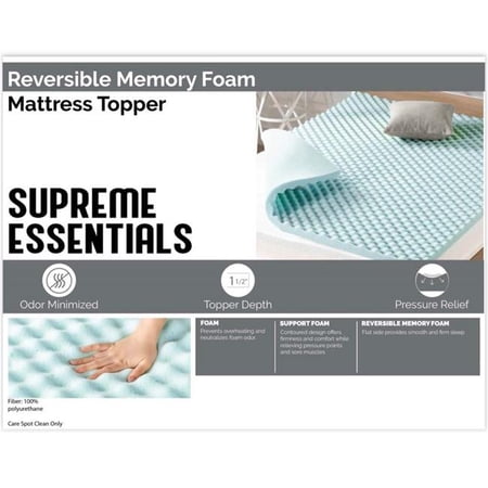 supreme essentials Foam-TWN 1.5' Memory Foam Mattress Topper: Plush Comfort for Enhanced Sleep Support