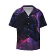 thumbnail image 2 of Lsque Galactic Wolf Stare print Men's Cuban Collar Short Sleeve Shirt Summer Beachwear Casual Button Down Fashionable Vacation Leisure Shirt-XX-Large, 2 of 7