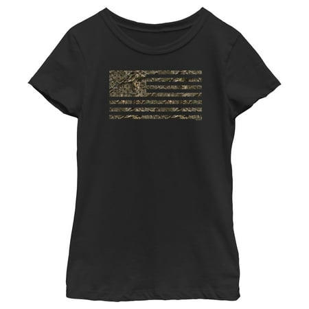 Girl s Mossy Oak In the Woods Flag Graphic Tee Black X Large