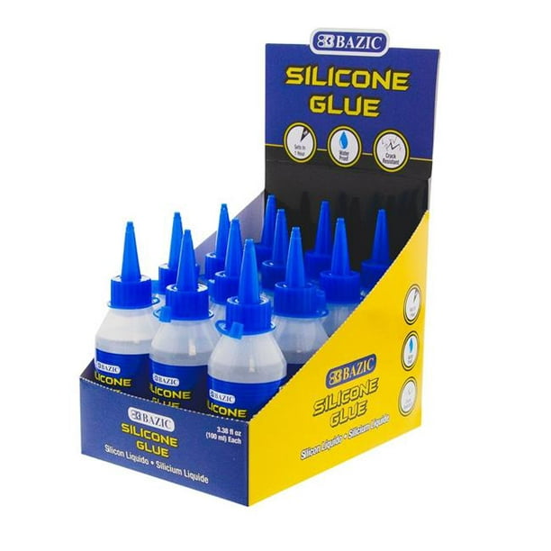 BAZIC Silicone Glue 3.38Oz (100 mL), Waterproof Crack Resistant, 12-Pack 