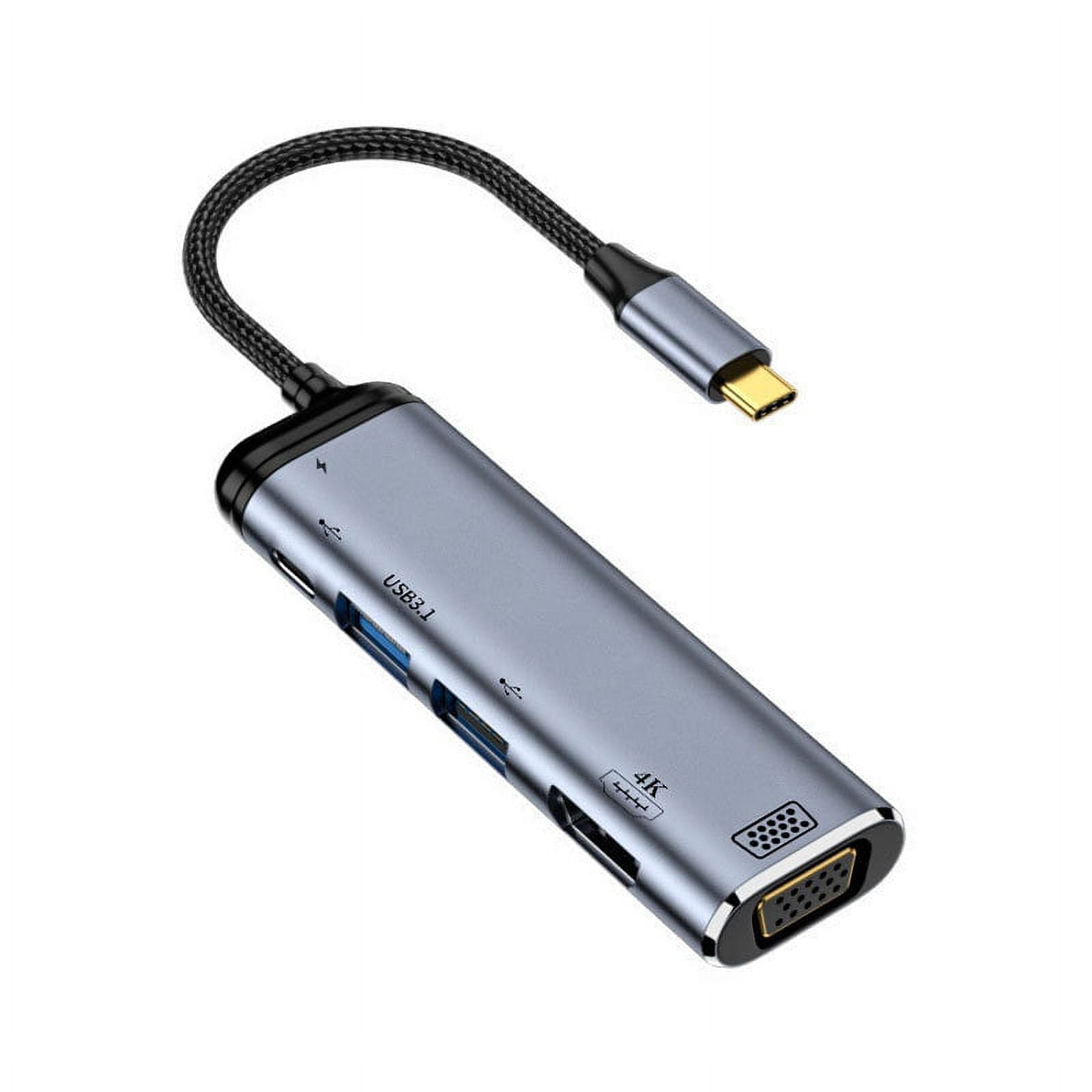 FVH USB-C Type C to HDMI VGA Dual USB 3.0 HUB Converter HDTV Multiport Adapter 4K 60hz 1080p with Female PD 100W Power Port