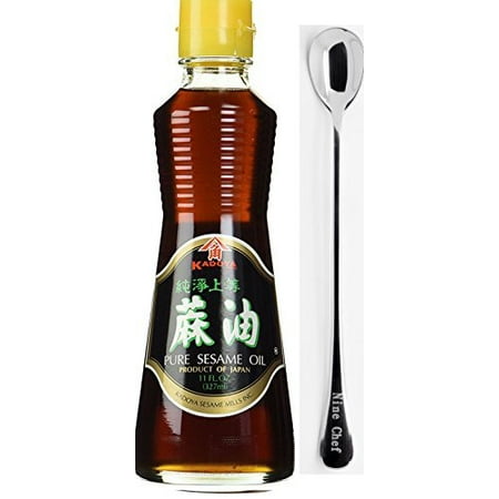 One NineChef Spoon + Kadoya Brand 100% Pure Sesame Oil (Sesame Oil 11 OZ 2 (Best Sesame Oil Brand)