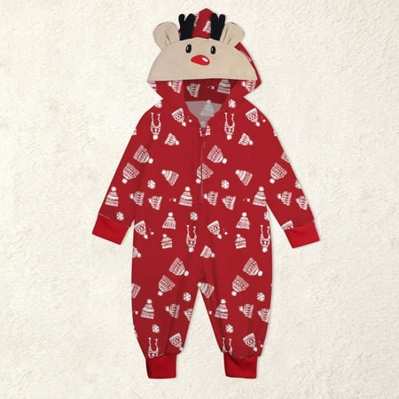 

Yohome Christmas Hooded Jumpsuit Pajamas Elk Loungewear Outfits Family Xmas Pjs