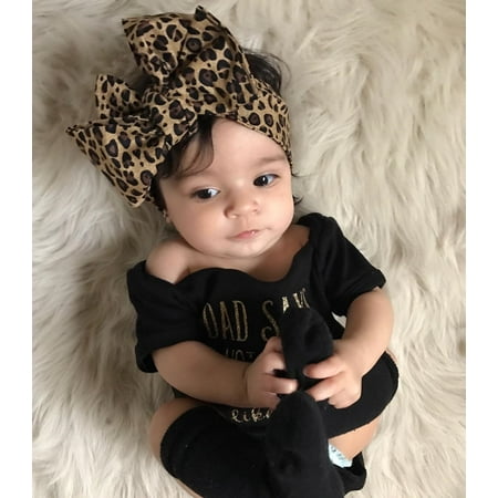 

Newborn Baby Girls Romper Bodysuit Jumpsuit Leopard Headband Outfits Clothes Set