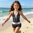 thumbnail image 3 of RFQWOVSR Girls Polka Dot Tankini 2 Piece Swimsuit Backless Boyshorts Summer Vacation Swimwear 13-14 Years, 3 of 5