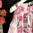 thumbnail image 6 of Girls Red Floral Sleeveless Dress Summer Casual A-Line Ruffle Neck Birthday Party Outfits for Kids Little Kids Lightweight Polyester,Size 11-12 T, 6 of 9