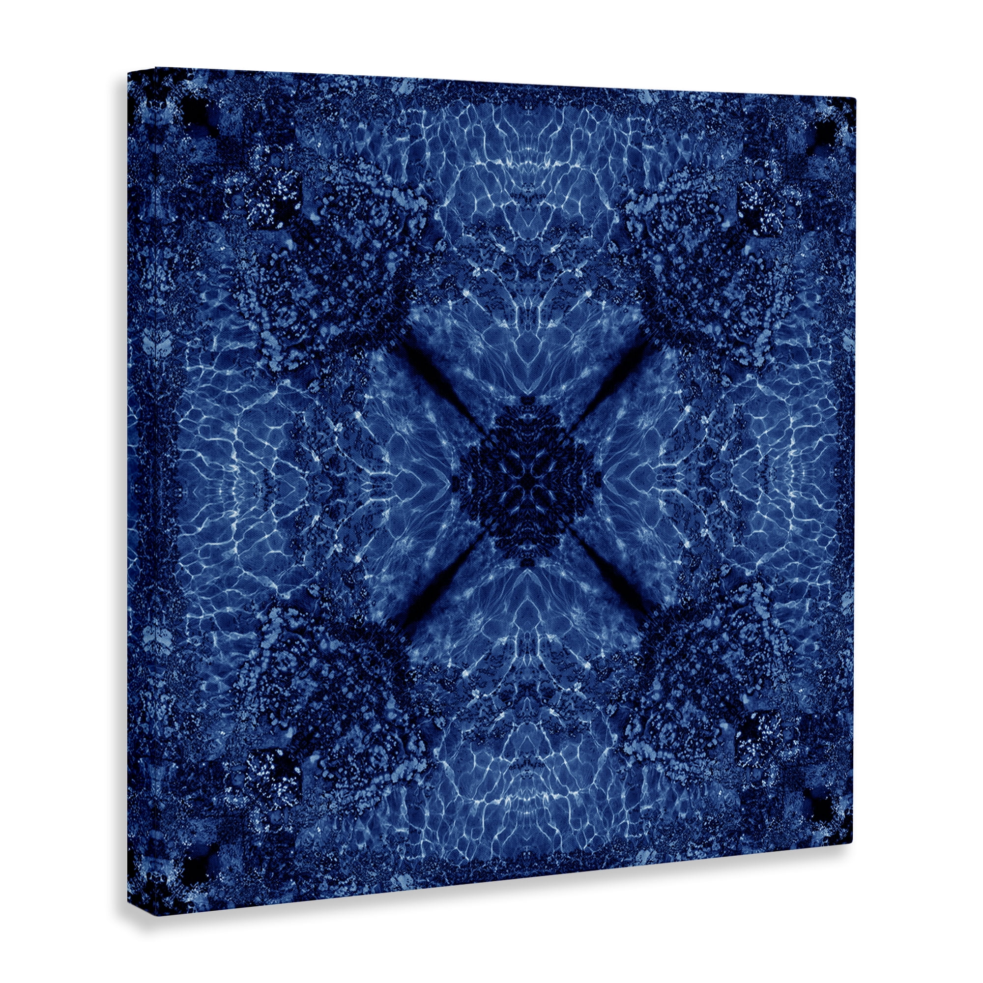 Stupell Industries Dark Blue Patterned Abstract Painting Wrapped Canvas Art Print Wall Art, 30 x 30