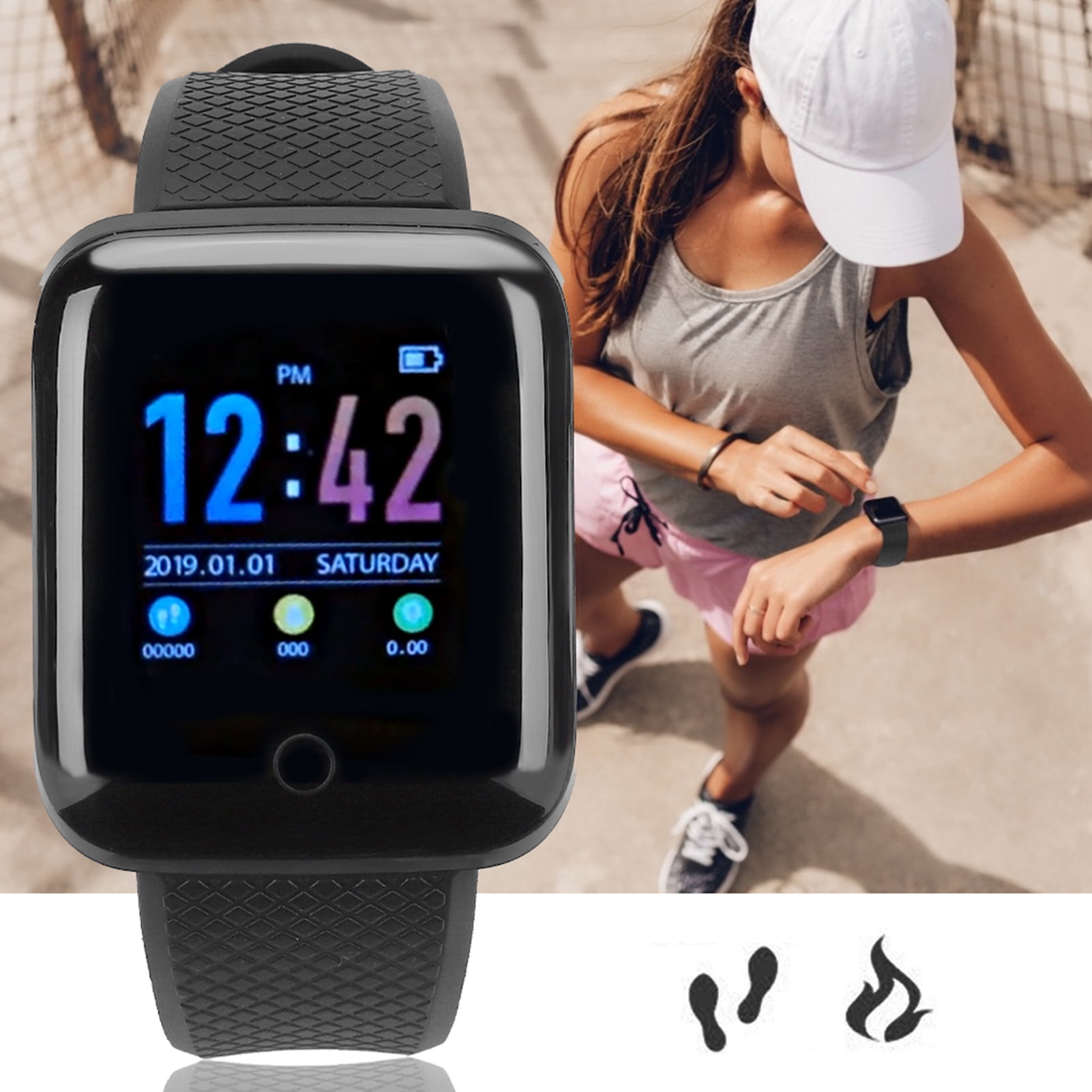 Smart Bracelet D13 Black 1.3 Inch Sports Bracelet USB Charging Sports Watch Future Proof Design Walmart