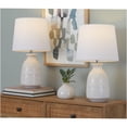 thumbnail image 5 of JERFIT Set of 2 Modern Ceramic Table Lamps with Linen Shade, Off-White Textured Base and Polished Nickel Accent for Bedroom, Living Room, or Office, 5 of 5