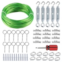 TooTaci 1/8 Coated Wire Cable Kit, 100ft Stainless Steel Heavy Duty Rope with Turnbuckle for Outdoor Dog Run, Garden, Clothesline，String Light Hanging