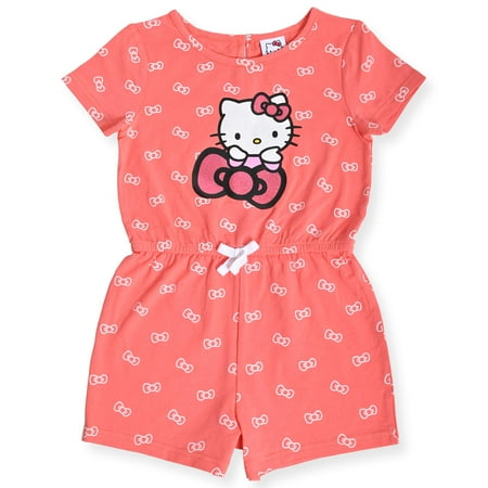 

Hello Kitty Girls Romper Fashion Active Clothes for big girls Sleeveless and Short Sleeve Toddler Clothing for kids (Coral 6X)