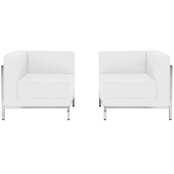Flash Furniture 2 Piece Leather Reception Sofa Set in White