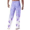 thumbnail image 4 of Fgvctg Mens Valentine's Day Pajamas Stretch Wide Leg Sleepwear Pajama Pants Romantic Love Heart Graphic High Waisted Pj Fall Spring Drawstring Lounge Pants with Pockets Purple S, 4 of 4