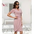 thumbnail image 5 of Valcatch Women Short Ruffled Sleeve Wrap Pencil Dresses V-Neck Wedding Guest Cocktail Party Formal Work Dress, 5 of 8