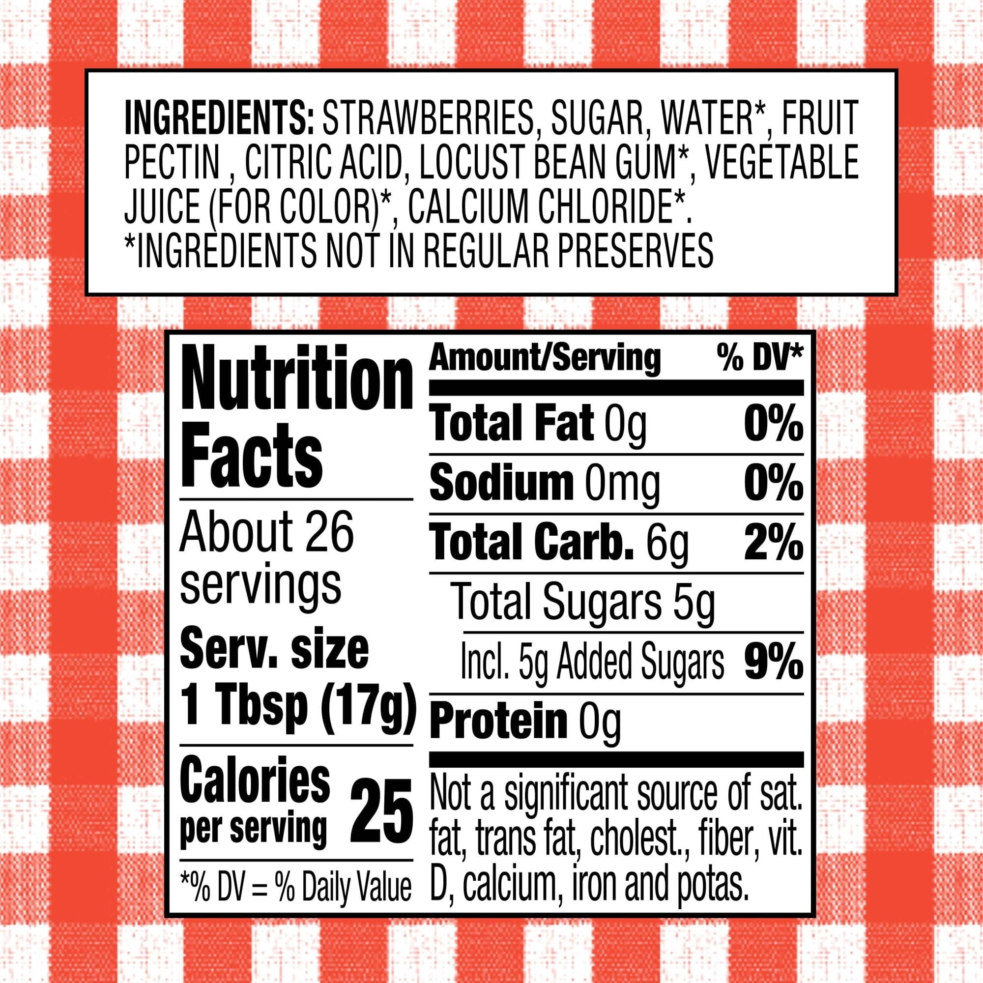 Smuckers Reduced Sugar, Strawberry Preserves, Low Sugar, 15.5oz (12 Pack)