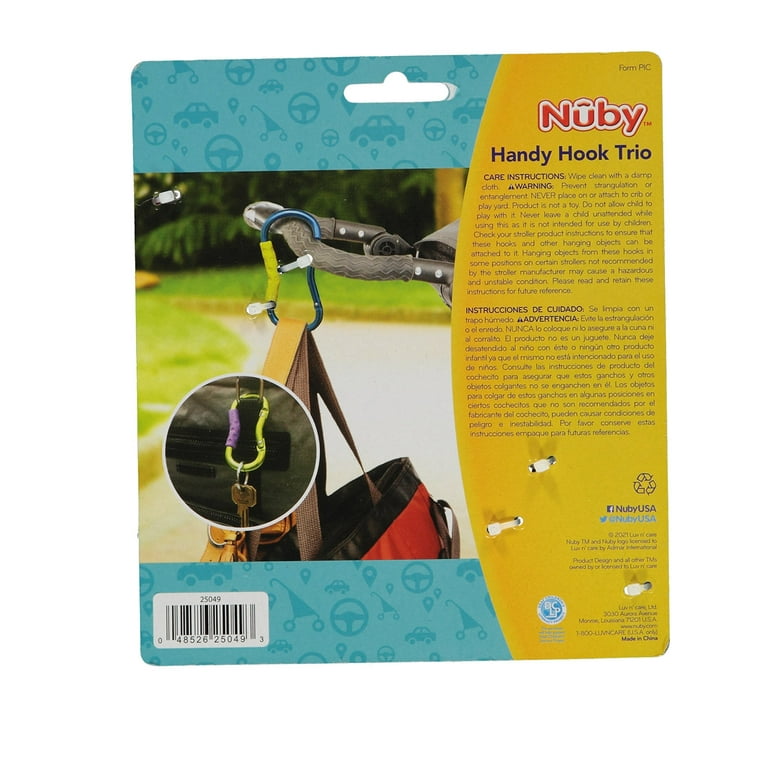 Stroller Carabiner Clip Nuby (3-Pack) Large Small Carabiners