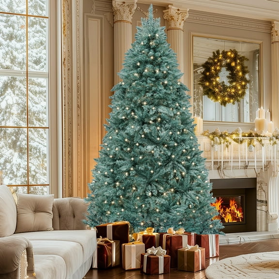 Uforic 6ft Pre-Lit Spruce Artificial Christmas Tree,Hinged Artificial Christmas Tree with 880 Branch Tips,300 Warm-White Lights, for Home, Office, and Party Decor